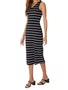 Vestido Midi Feminino Decote V Listrado 1000123823 Malwee Preto e Branco