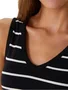 Vestido Midi Feminino Decote V Listrado 1000123823 Malwee Preto e Branco