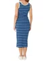 Vestido Midi Feminino Decote V Listrado 1000123823 Malwee Azul e Branco