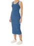 Vestido Midi Feminino Decote V Listrado 1000123823 Malwee Azul e Branco